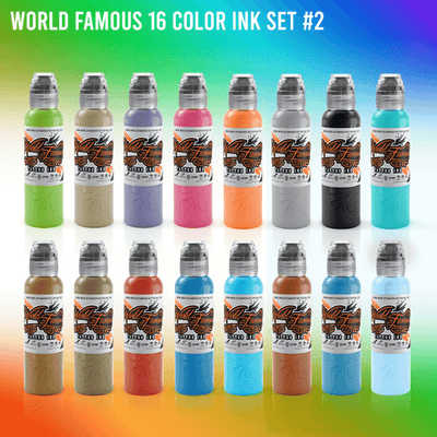 World Famous Tattoo Ink - 16 Color Ink Set #2 - 1 oz