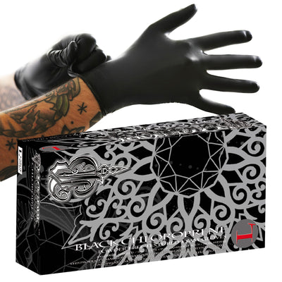 BlackWork Latex Black Gloves Powder-Free