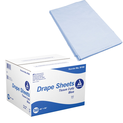 Dynarex Blue Drape Sheets - 50 Count - 40x90