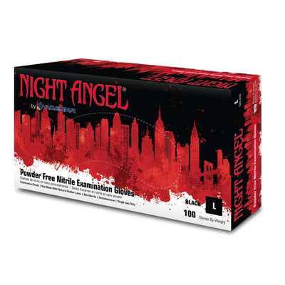 Night Angel Black Nitrile Gloves Powder Free By Adenna - Case of 10 Boxes