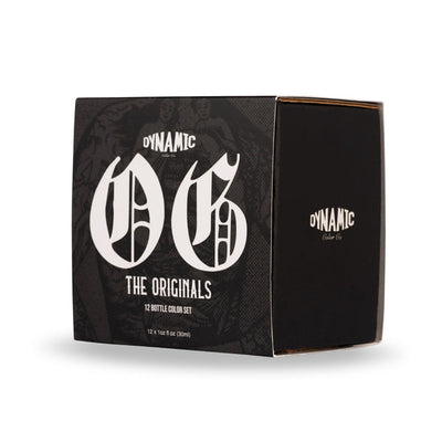 Juego de 12 colores de tinta de tatuaje Dynamic OG, 1 oz. botellas