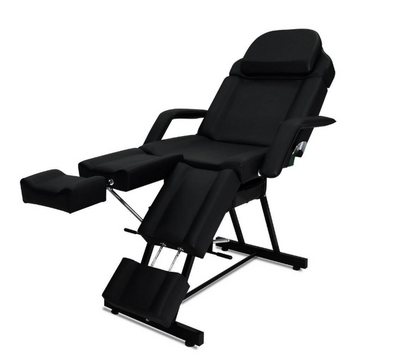 Cama de masaje estacionaria para tatuajes con taburete gratuito, color negro
