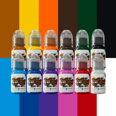 World Famous Tattoo Ink - Must-Haves 12 Bottles Ink Set - 0.5 oz