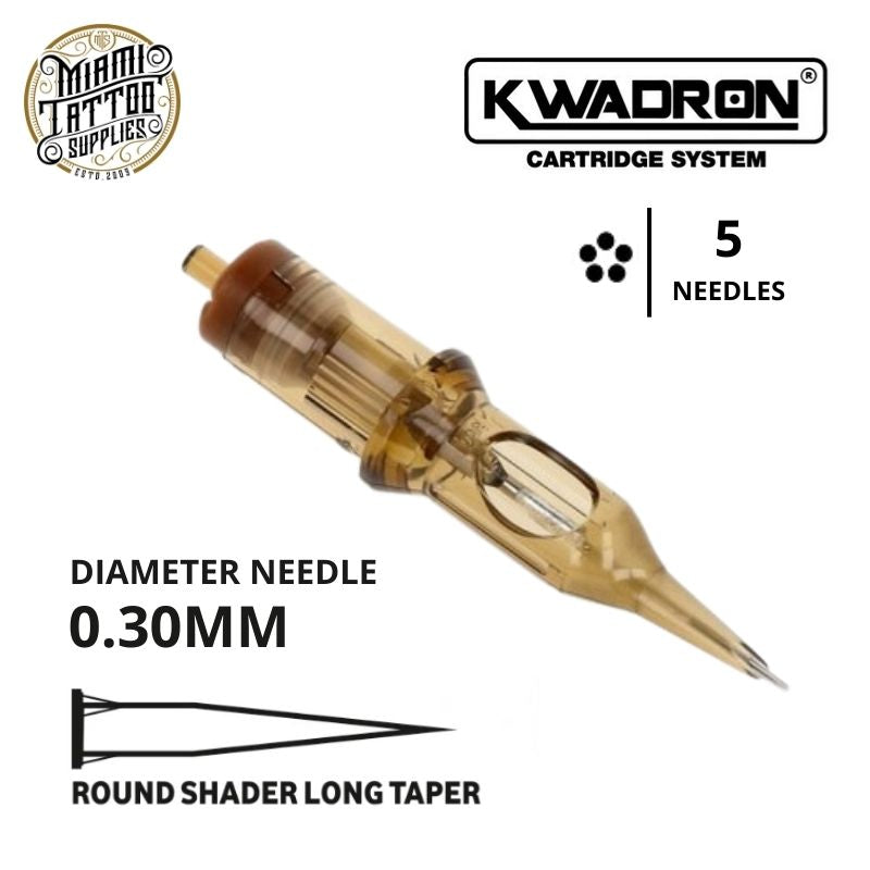 Kwadron Tattoo Cartridge Needle 5RS - #10 Diameter - Long Taper