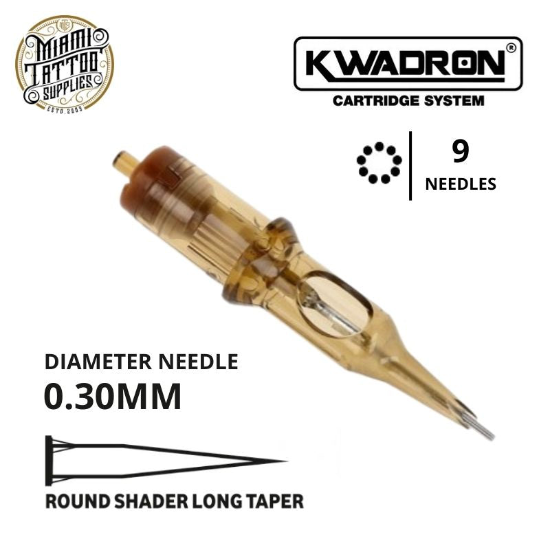 Kwadron Tattoo Cartridge Needle 9RS - #10 Diameter - Long Taper