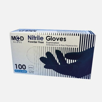 M+D Black Nitrile Exam Gloves Powder-Free