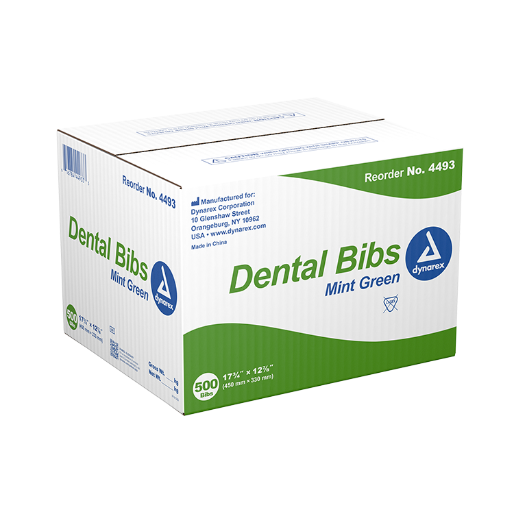 Dynarex Patient Dental Bibs - Mint Green