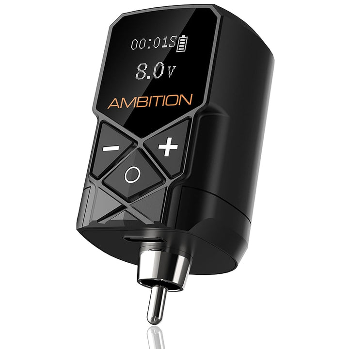 LED screen display on Ambition Wireless Tattoo Power Supply