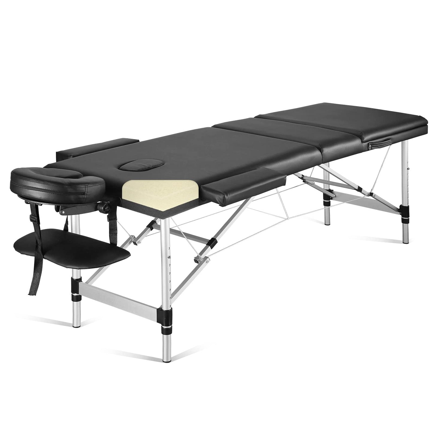 Wide Massage & Tattoo Table | Portable, Height-Adjustable | Ideal for Eyelash Extensions, Tattoo & More