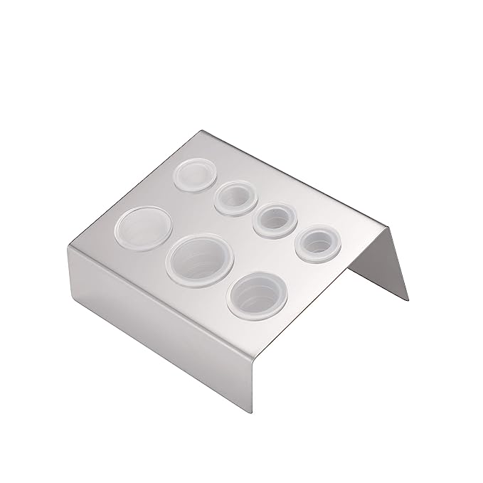 Soporte para tapones de tinta para tatuajes 7 en acero inoxidable