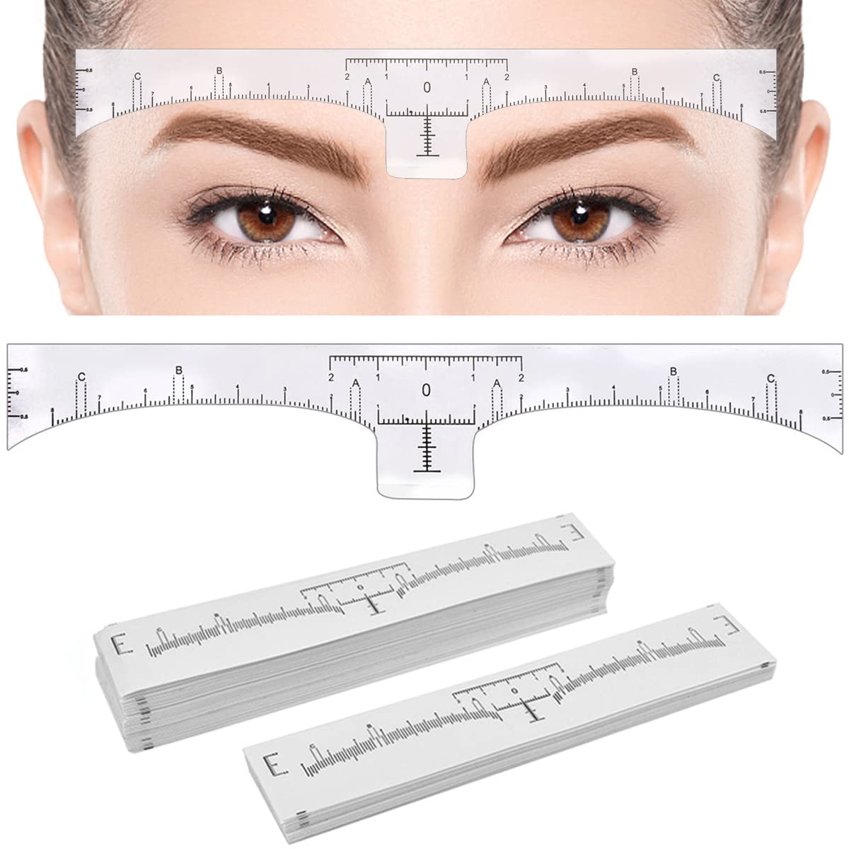 Disposable Eyebrow Ruler Stencils - Transparent Mapping Stickers pack of 100