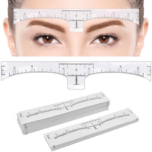 Plantillas desechables para reglas de cejas, pegatinas de mapeo transparentes, paquete de 100 