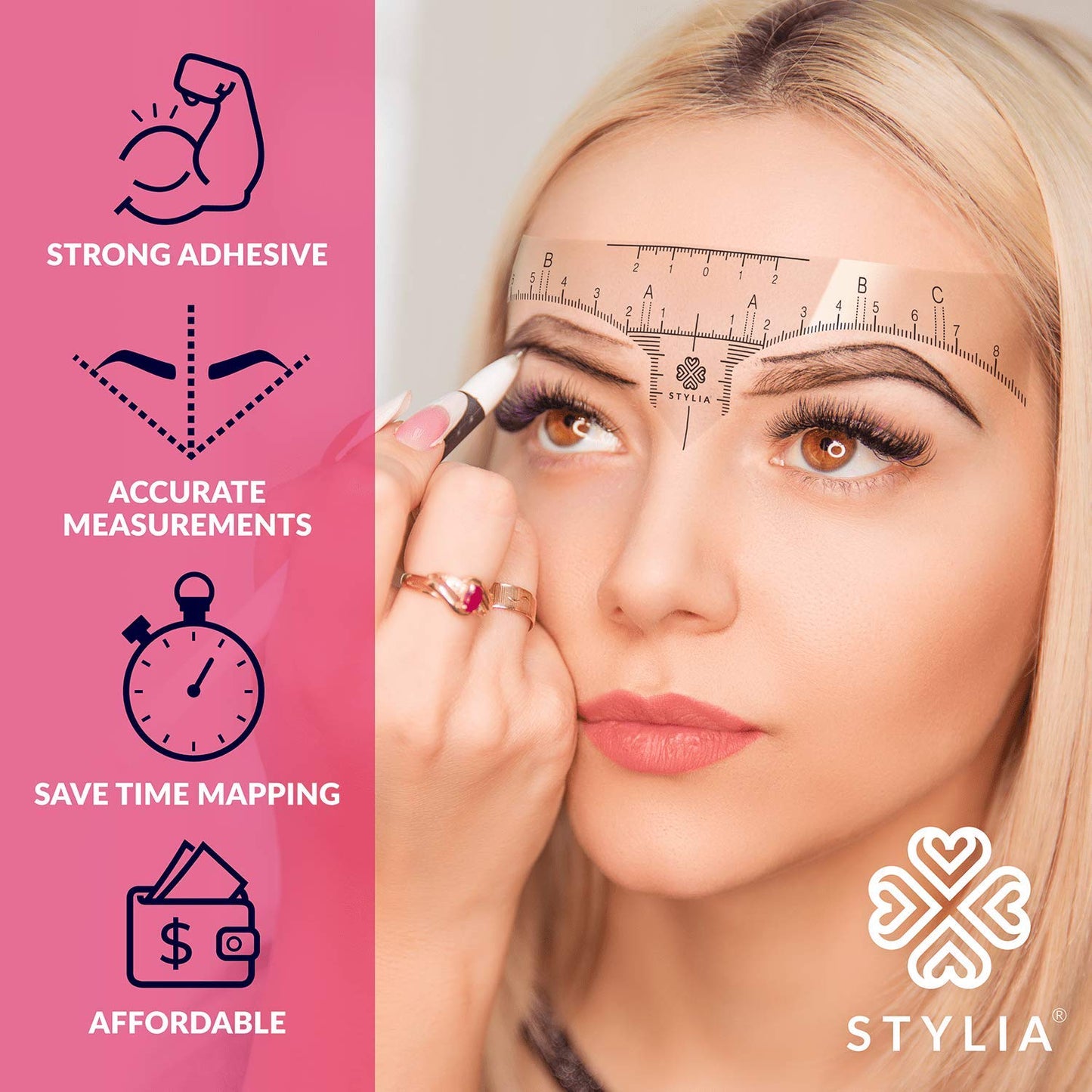 Disposable Eyebrow Ruler Stencils - Transparent Mapping Stickers pack of 100