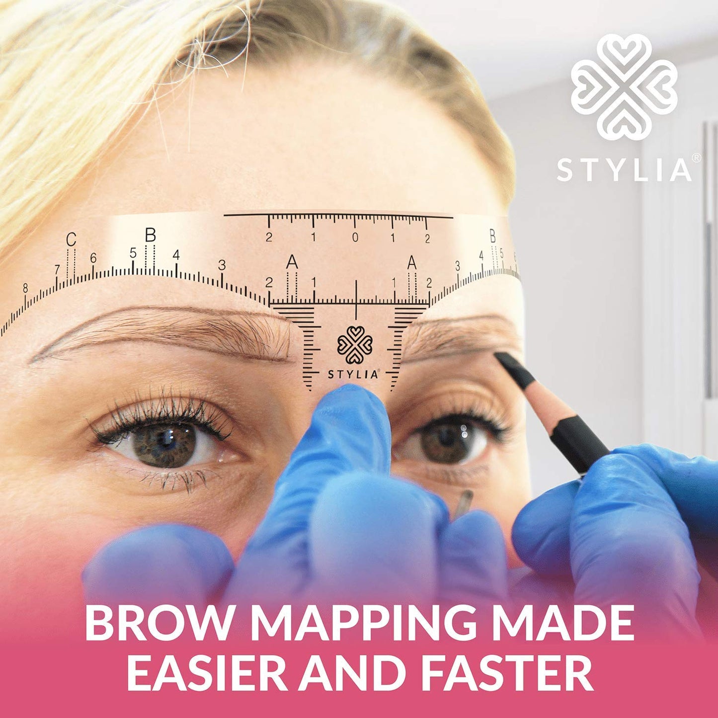 Disposable Eyebrow Ruler Stencils - Transparent Mapping Stickers pack of 100