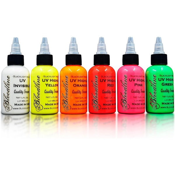 その他 tattoo Bloodline UV TATTOO INK Bloodline Ink Set of 6 UV Highlight Color – Miamitattoosupplies.com