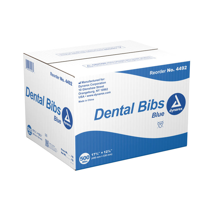 Dynarex Patient Dental Bibs 2-Ply Poly- Blue