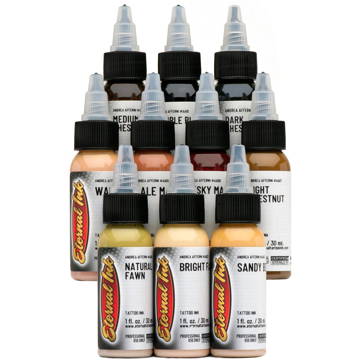 Eternal Tattoo Ink - Andrea Afferni Signature Series Portrait Set of 10 - 1oz Bottles
