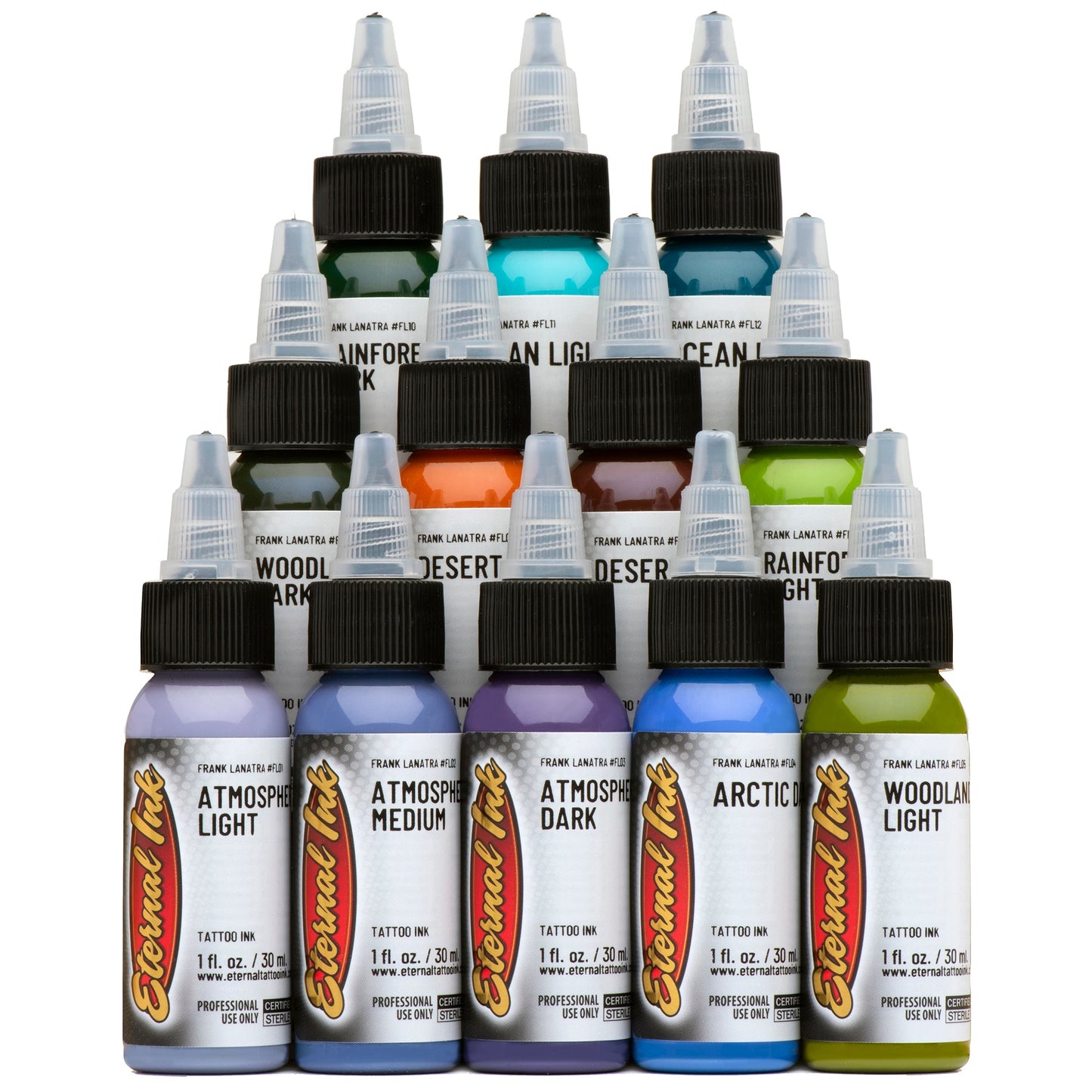 Eternal Tattoo Ink - Frank La Natra Atmospheric Landscapes Set of 12 - 1oz Bottles