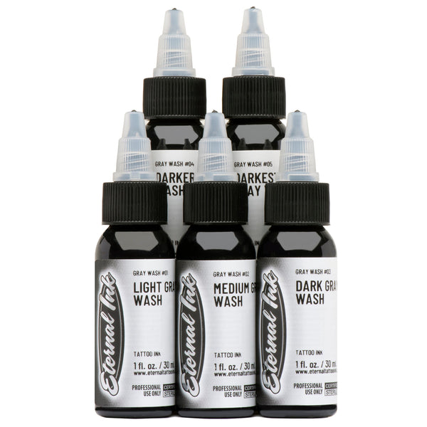 Eternal Tattoo Ink - Juego de lavado de grises 5 botellas