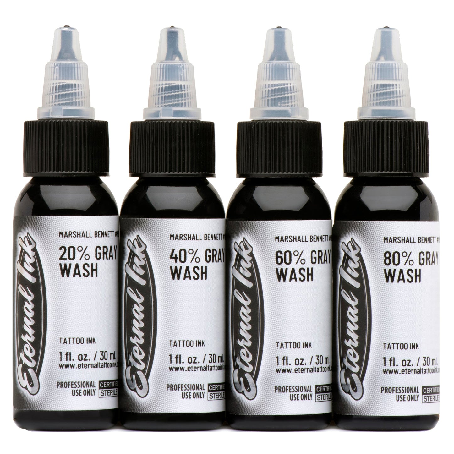 Eternal Tattoo Ink - Marshall Bennett Gray Wash Set of 4 - 1oz Bottles