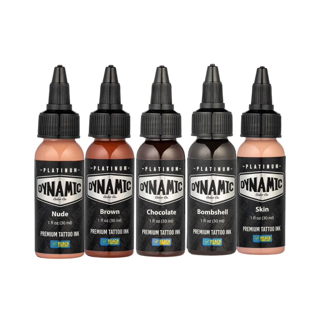 Dynamic Tattoo Ink Platinum Flesh Set 1 oz Bottles - 5 Colors