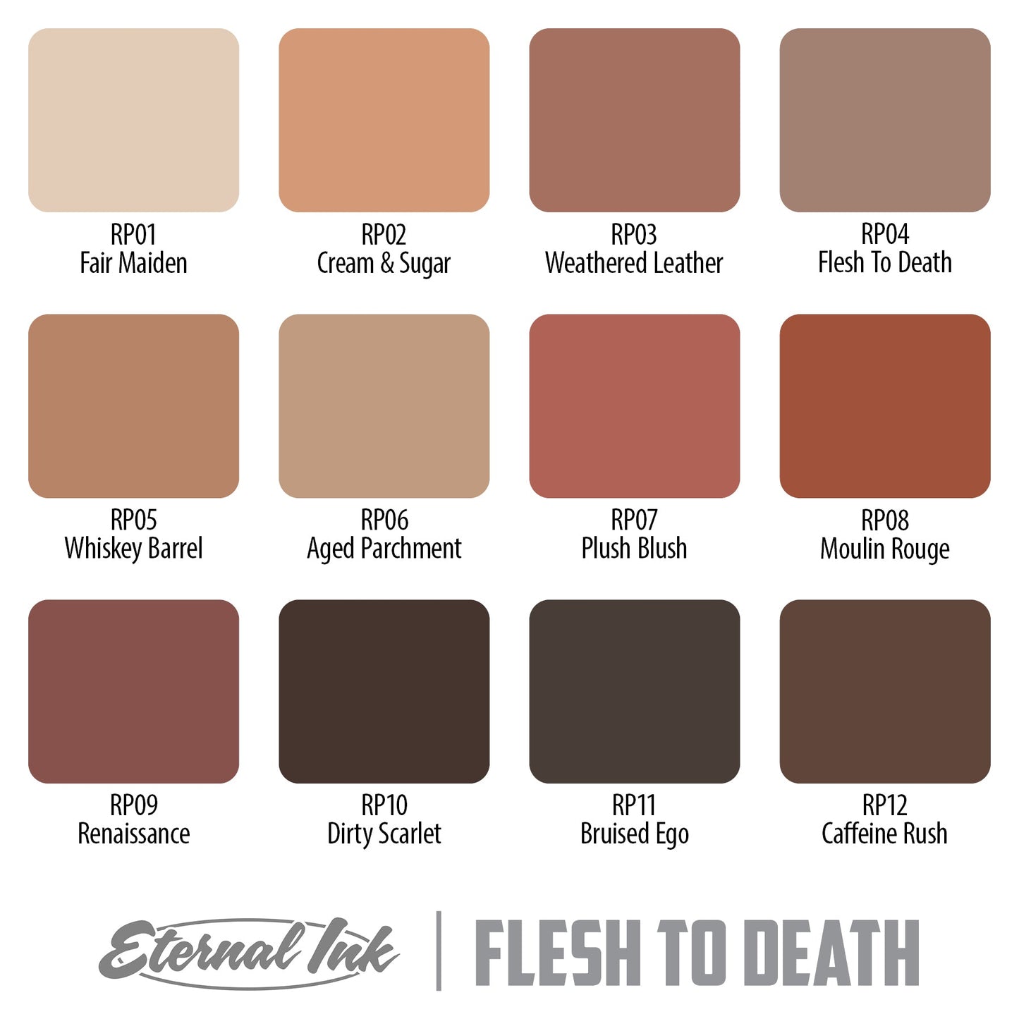 Eternal Tattoo Ink - Rich Pineda's Flesh to Death Set of 12 - 1oz Bottles