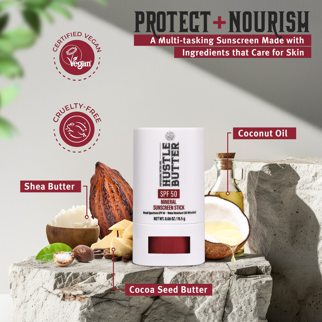 Hustle Butter Mineral Sunscreen Stick SPF 50 - 0.68 oz