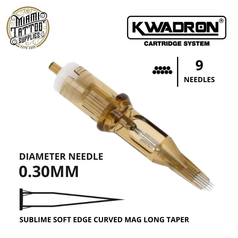 Kwadron Tattoo Cartridge Needle 9SEM SUB - #10 Diameter - Long Taper