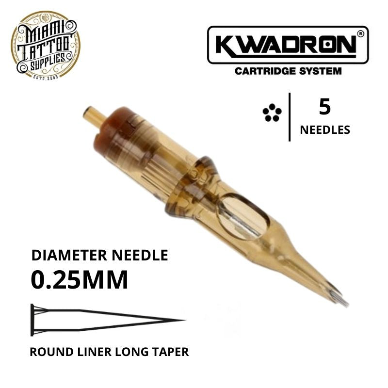 Kwadron Tattoo Cartridge Needle 5RL - #08 Diameter - Long Taper