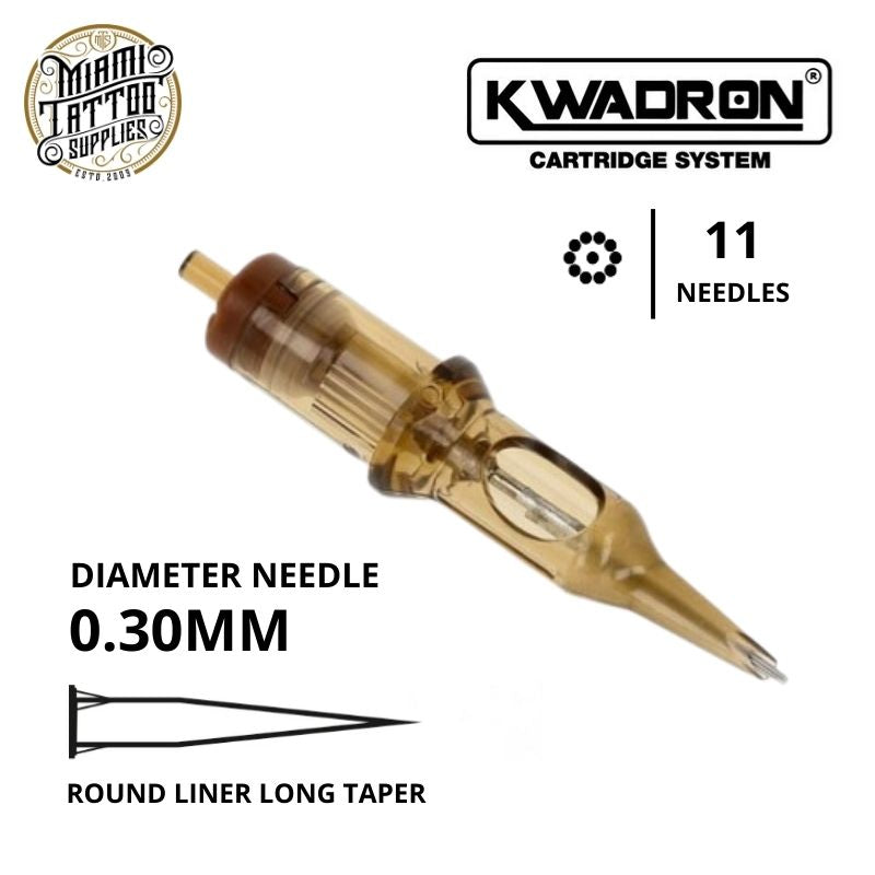 Kwadron Tattoo Cartridge Needle 11RL - #10 Diameter - Long Taper