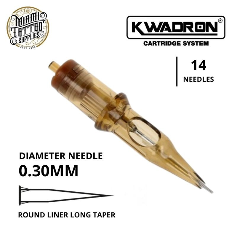 Kwadron Tattoo Cartridge Needle 14RL - #10 Diameter - Long Taper