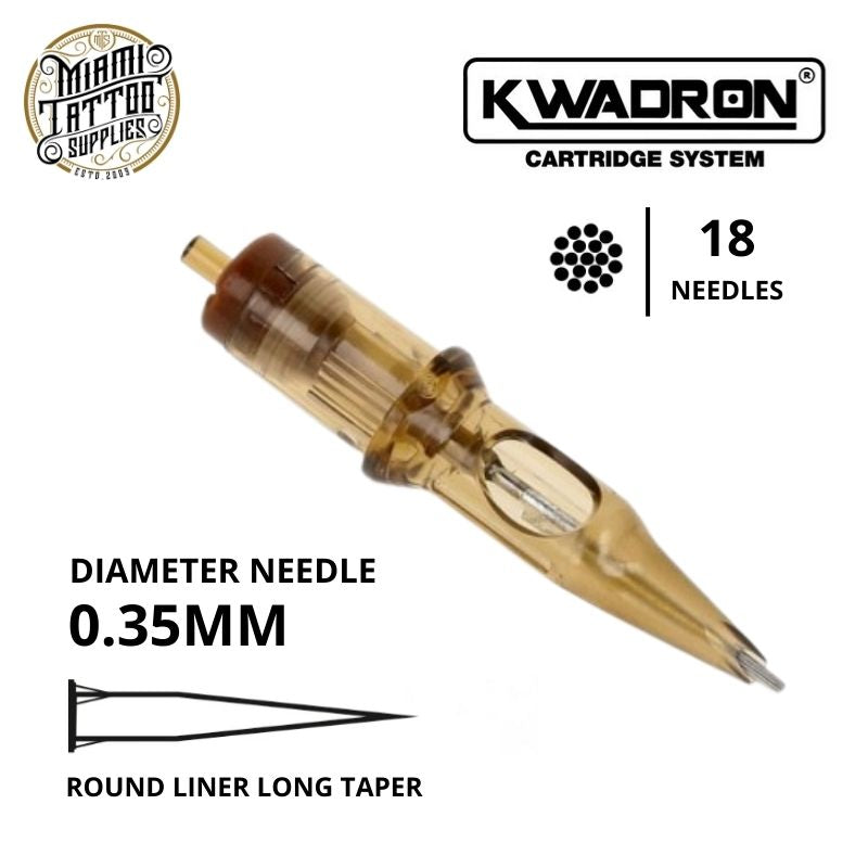 Kwadron Tattoo Cartridge Needle 18RL - #12 Diameter - Long Taper