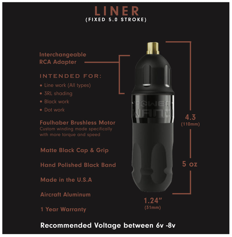 LINER 5.0MM POWER WAND TATTOO MACHINE DETAILS