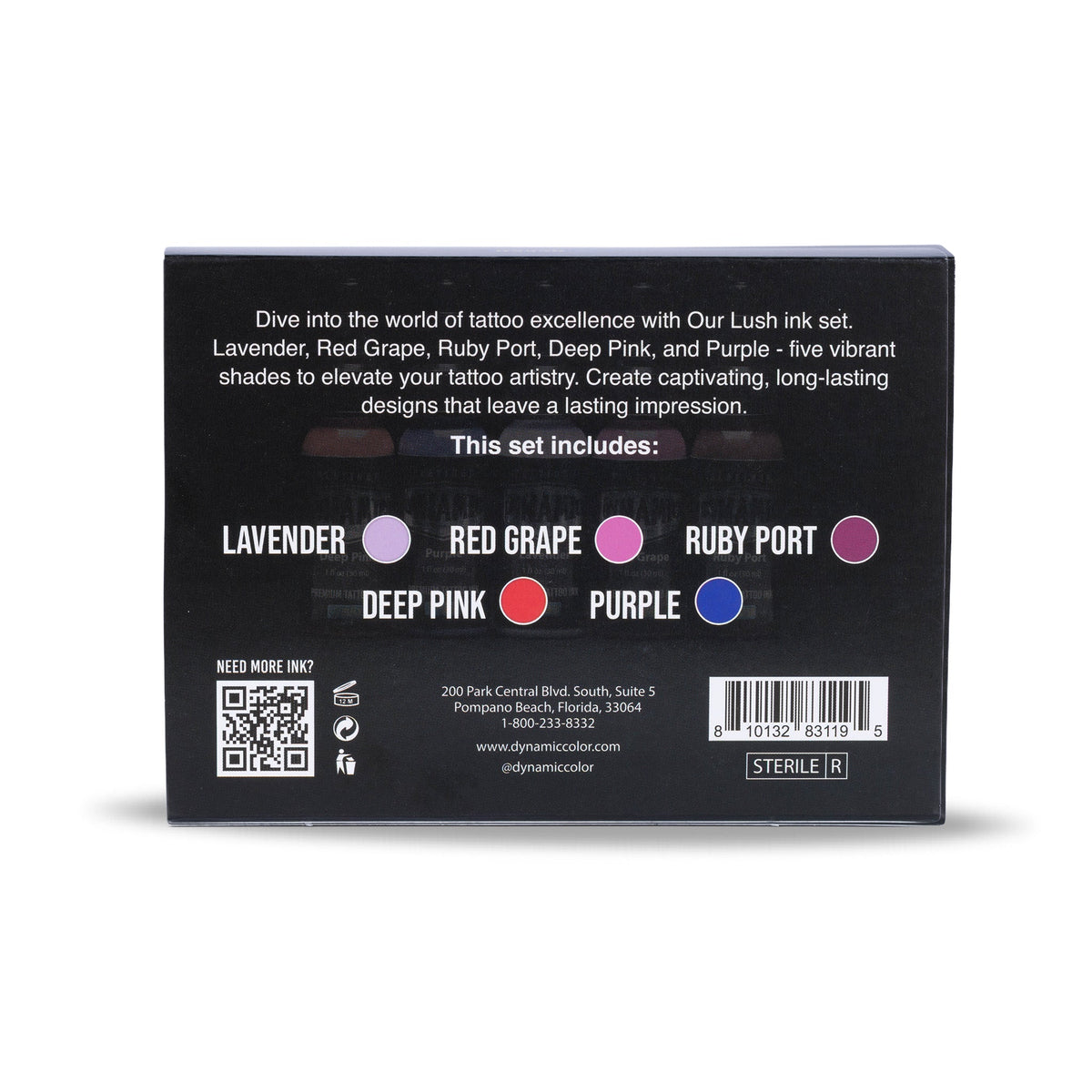 Dynamic Tattoo Ink Lush Set 1oz Bottles - 5 Colors