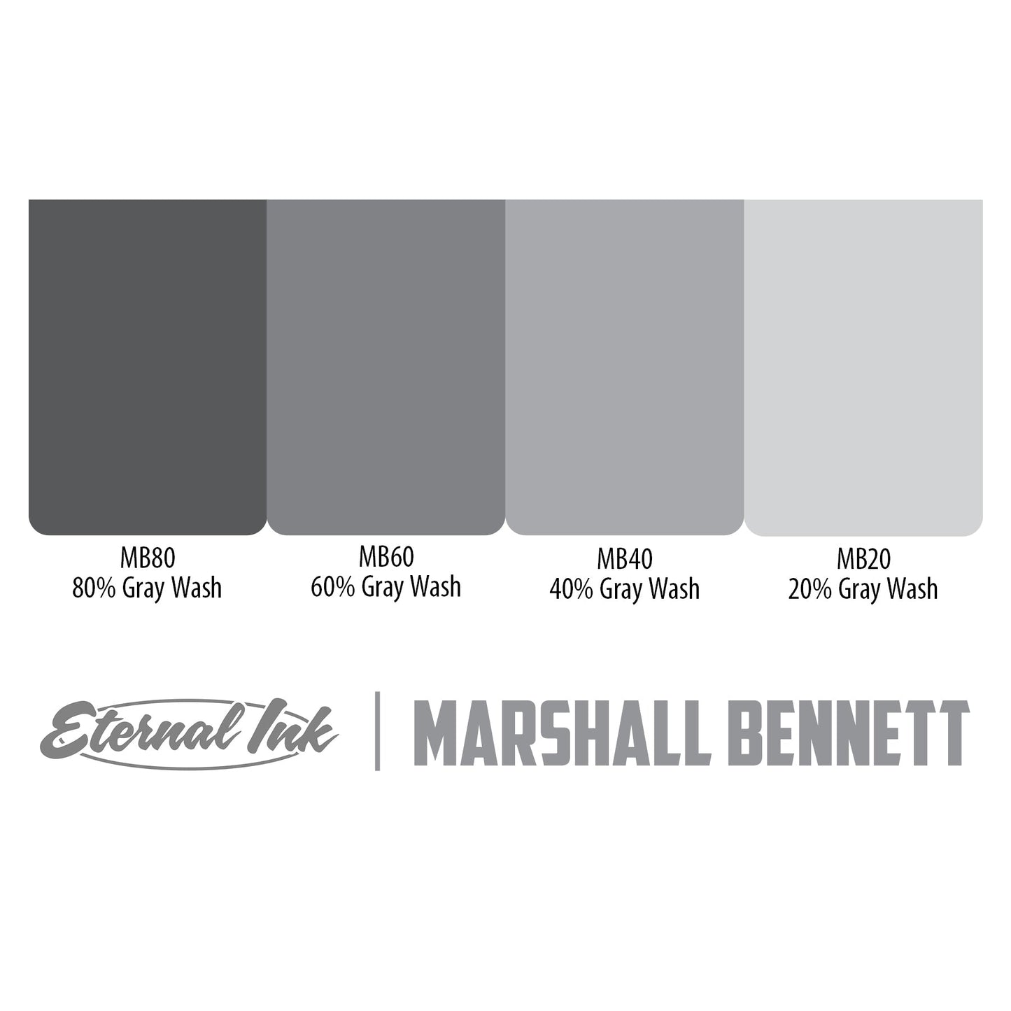 Eternal Tattoo Ink - Marshall Bennett Gray Wash Set of 4 - 1oz Bottles