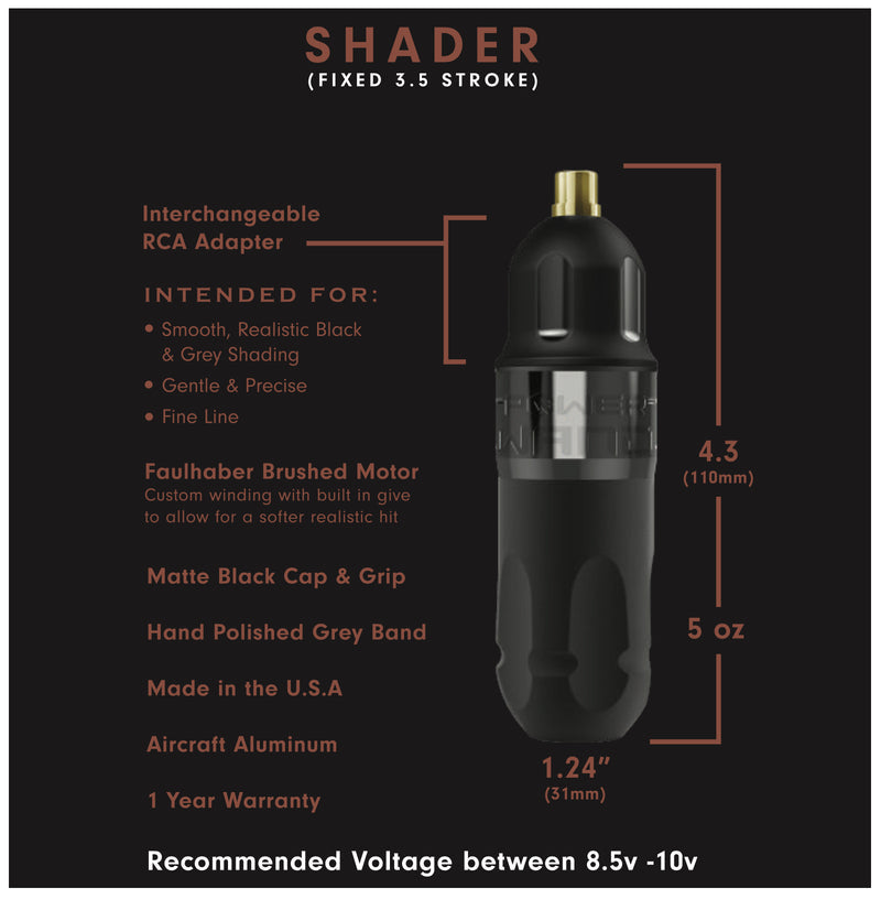SHADER 3.5MM POWER WAND TATTOO MACHINE DETAILS