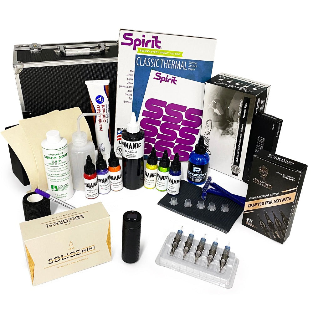 Complete Professional Tattoo Kit with Wireless Power Pen and Accessories