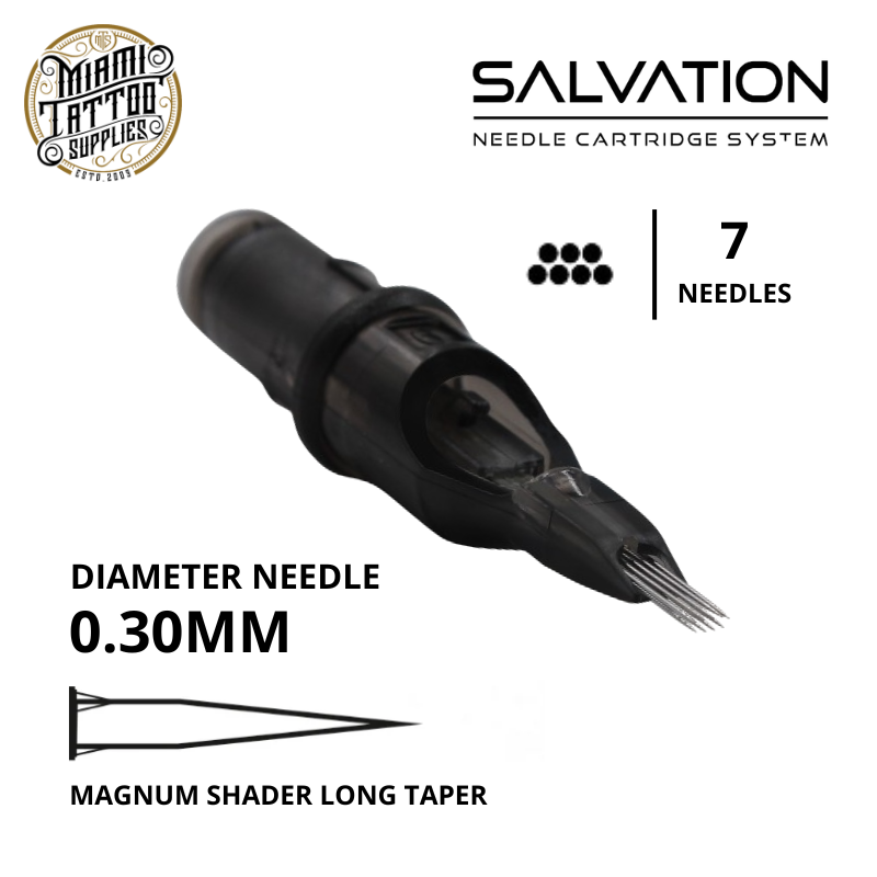 Salvation Cartridge Tattoo Needles 7MAG - #10 Diameter - Long Taper