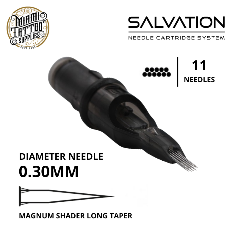 Salvation Cartridge Tattoo Needles 11MAG - #10 Diameter - Long Taper