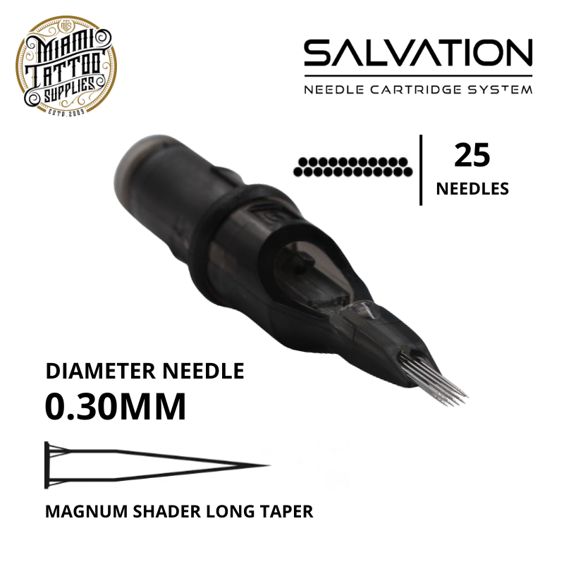 Salvation Cartridge Tattoo Needles 25MAG - #10 Diameter - Long Taper