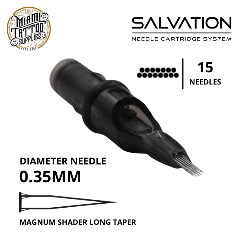 Salvation Cartridge Tattoo Needles 15MAG - #12 Diameter - Long Taper