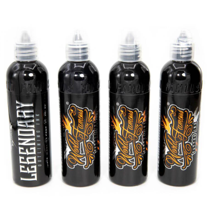World Famous Tattoo Ink - Lining & Shading Set of 4 Bottles