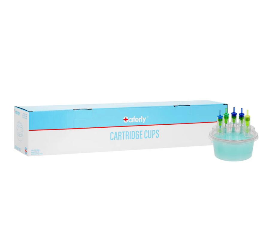 Saferly Cartridge Cups - Box of 50 Rinse Cups + 50 Cartridge Holder Lids