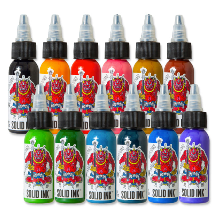 Tinta sólida - Juego de 12 colores Horitomo, botellas de 1 oz