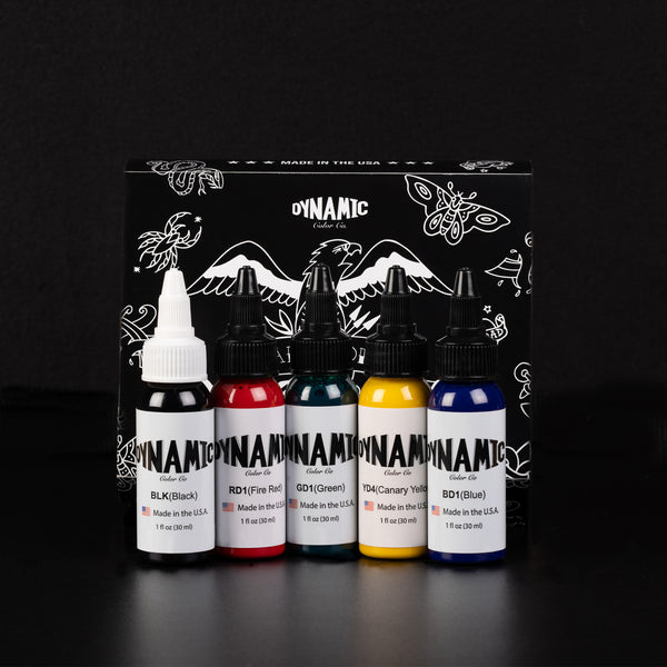 Dynamic Tattoo Ink Traditional Set 1 oz Bottles - 5 Colors | Miami