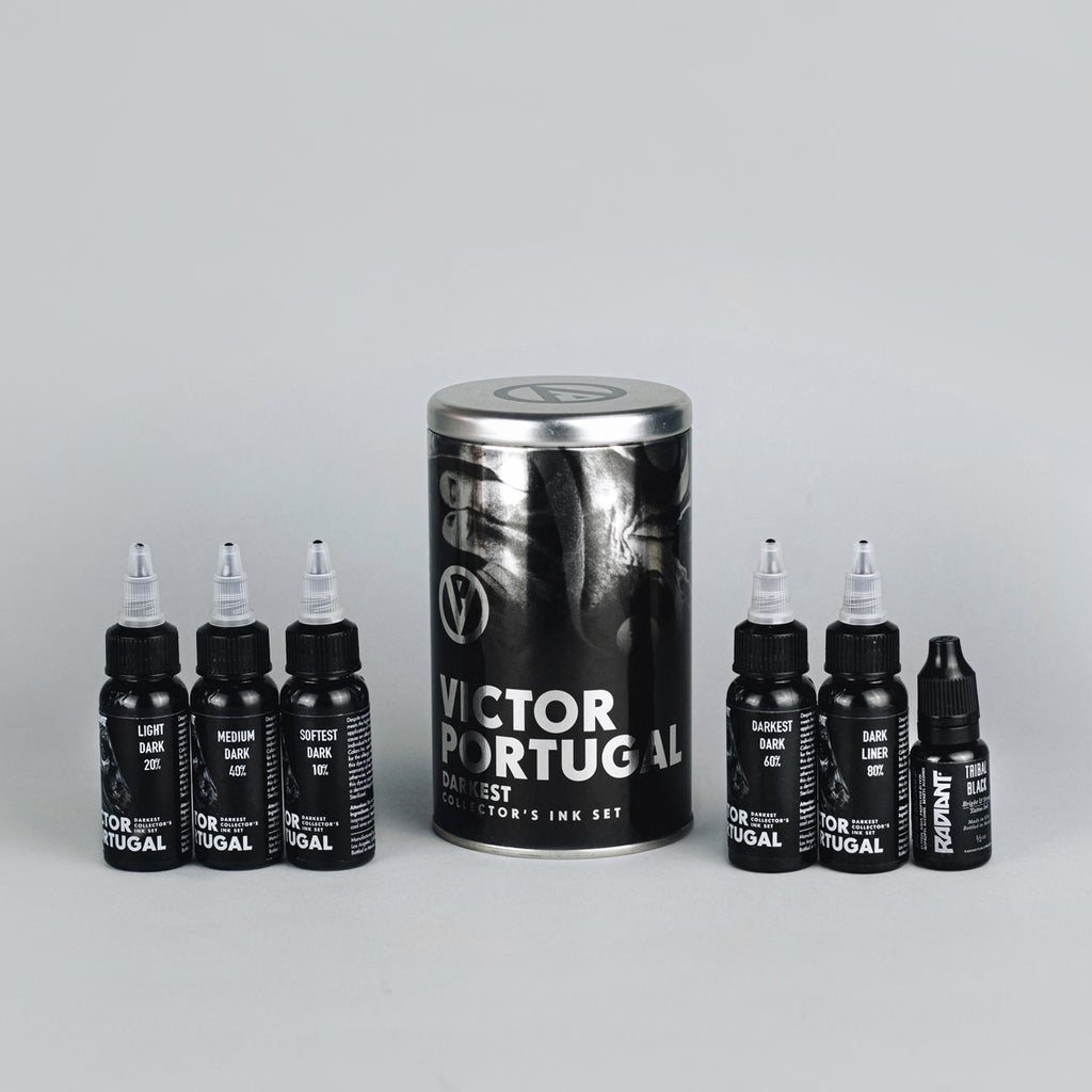 Radiant Ink - Victor Portugal Darkest Collector's Tattoo Ink Set - 5 Bottles