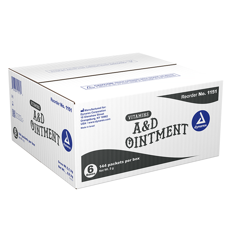 Dynarex Vitamins A&D Ointment w/out Lanolin - 5 Grams Foil Pack (144pcs)