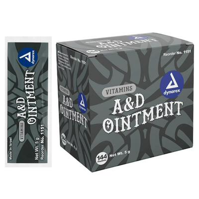 Dynarex Vitamins A&D Ointment w/out Lanolin - 5 Grams Foil Pack (144pcs)