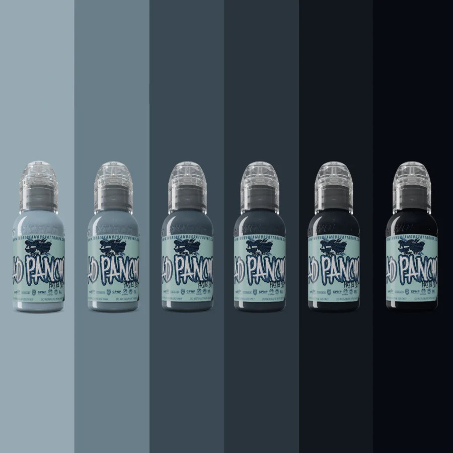 World Famous Tattoo Ink - A.D. Pancho Pastel Greys Set  of 6 Bottles