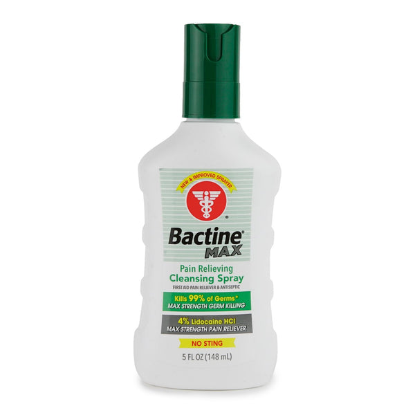 5oz Bactine Max spray bottle with 4% lidocaine for pain relief